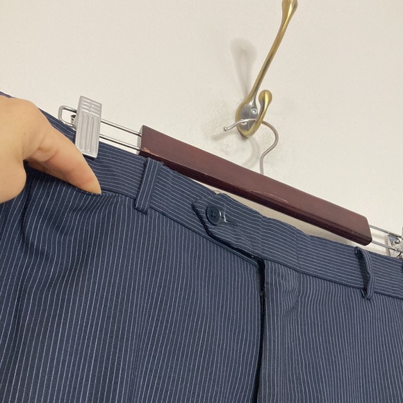 Coppley Suit Mens 44T 38 x 31 Navy Blue Pinstripe Wool 2 Piece Blazer Pants - Picture 14 of 16